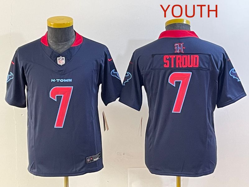 Youth Houston Texans 7 Stroud Blue Second generations 2025 Nike Limited NFL Jersey style 1
